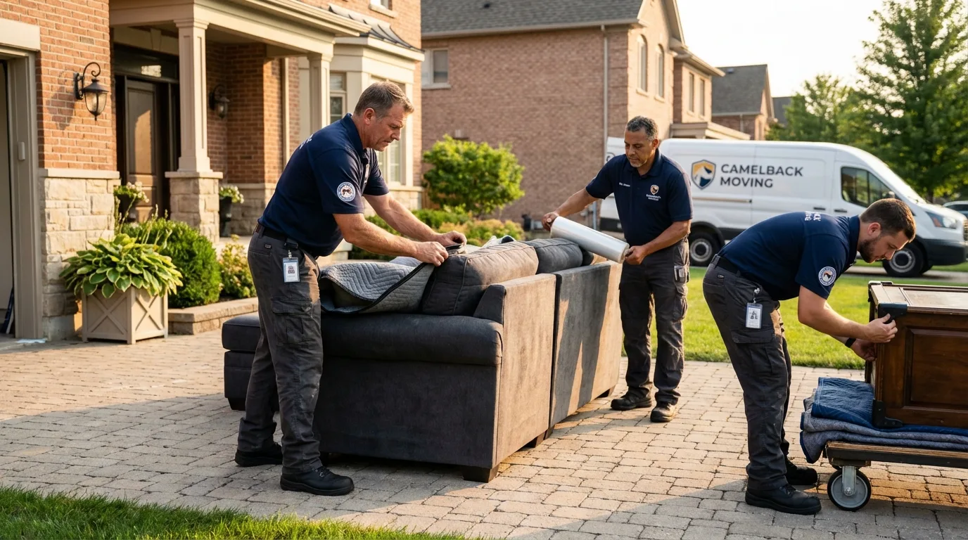 Large estate moving crew wrapping furniture in Lake Bluff, IL