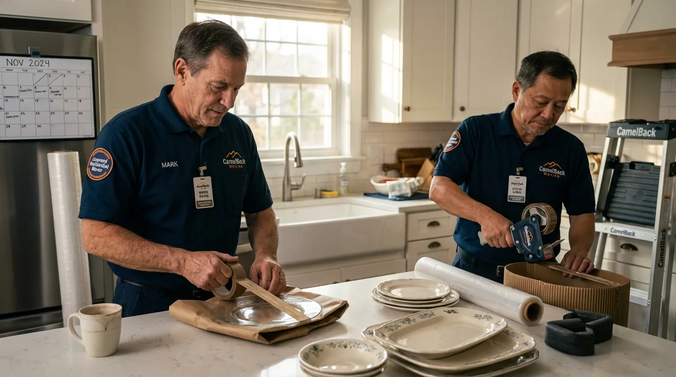 Professional crew packing kitchen dishware in Lake Bluff, IL